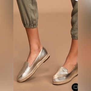 Sammah Gold Fusion Tumbled Metallic Leather Espadrille Flats size 10